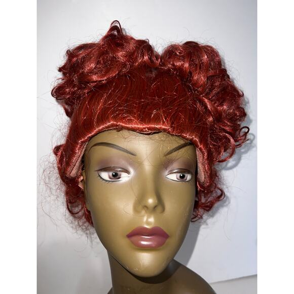 Women's Red Brown Curly Short Wig Cosplay Halloween Costume Party Hocus Pocus - Picture 13 of 14